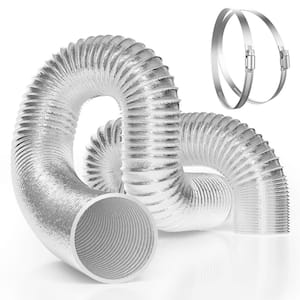 InfiniPower 8-Inch Flexible Aluminum Ducting – Heavy-Duty 4-Layer Dryer Vent Hose, 8 Feet Long For HVAC, Exhaust, And Ventilation (Black)