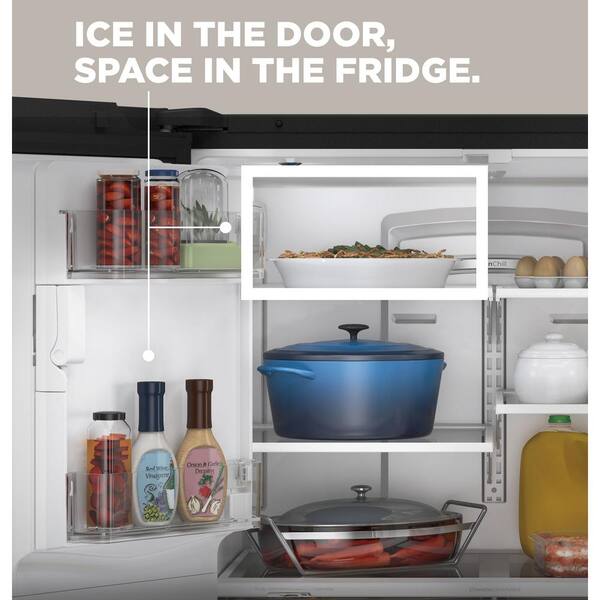 Ge 22 1 Cu Ft French Door Refrigerator In Fingerprint Resistant Stainless Steel Counter Depth And Energy Star Gye22gynfs The Home Depot