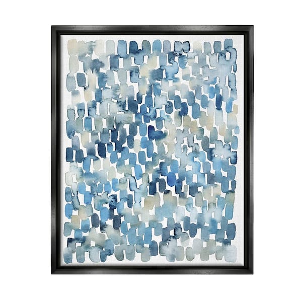 The Stupell Home Decor Collection Coastal Tile Abstract Soft Blue Beige Shapes by Grace Popp Floater Frame Abstract Wall Art Print 17 in. x 21 in.