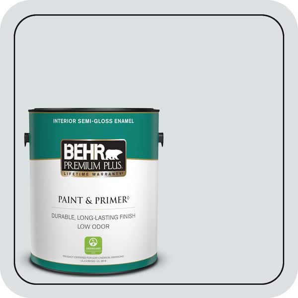 BEHR PREMIUM PLUS 1 gal. #ECC-32-2 Beach Wind Semi-Gloss Enamel Low Odor Interior Paint & Primer