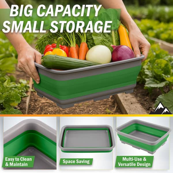 SAMMART Collapsible Dish Tub Set Of 2 - 7.7L Foldable Washing Basin For Kitchen & Camping - View #5