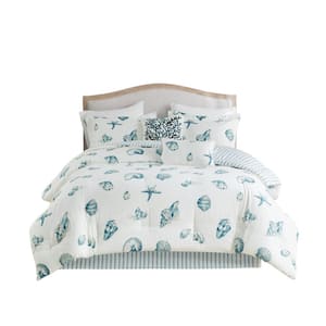 Beach House 4-Piece Blue Cotton Queen Comforter Set