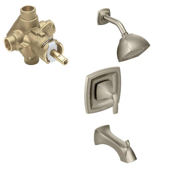 MOEN Voss Single-Handle 1-Spray Posi-Temp Tub and Shower Faucet in Brushed Nickel (Valve Included)