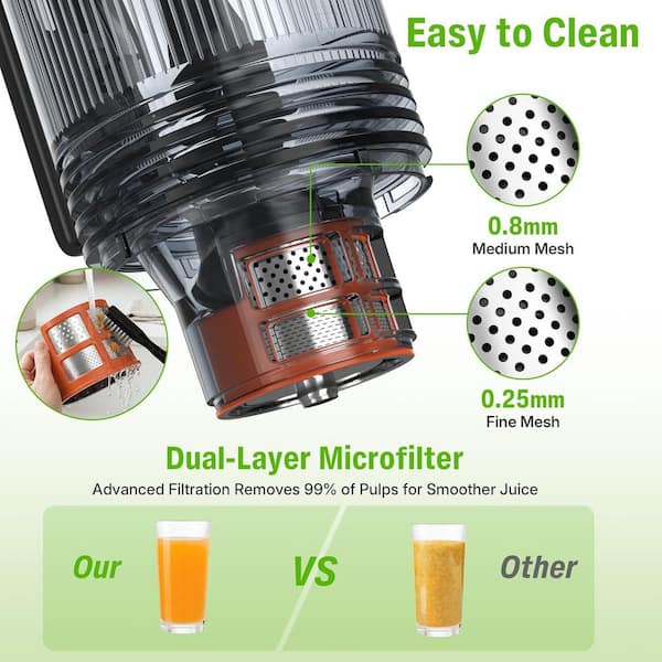 Anybear Cold Press Juicer, 200W Masticating Slow Juicer 4.3 in