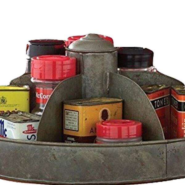 Country new large tabletop distressed Galvanized tin divided organizer 