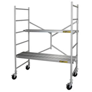 Alu Series 6 ft. Aluminum Portable Utility Scaffolding w/ Wheels, 3-Platforms, 700 lbs. Capacity 6 H x 4.8 W x 2.5 D ft.