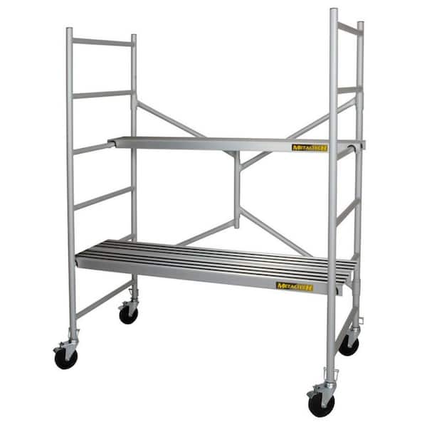 Alu Series 6 ft. Aluminum Portable Utility Scaffolding w/ Wheels, 3-Platforms, 700 lbs. Capacity 6 H x 4.8 W x 2.5 D ft.