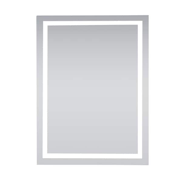 Unbranded Timeless 36 in. W x 48 in. H Framed Rectangular LED Light Bathroom Vanity Mirror in Silver