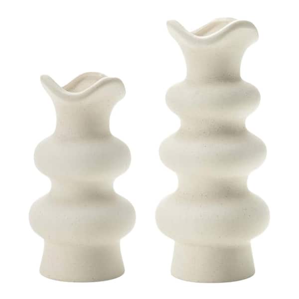 Afoxsos Modern Decorative White Ceramic Vases for Home Decor 8.3 Inch, Fall Minimalist Vase and Boho Flower Vase, White