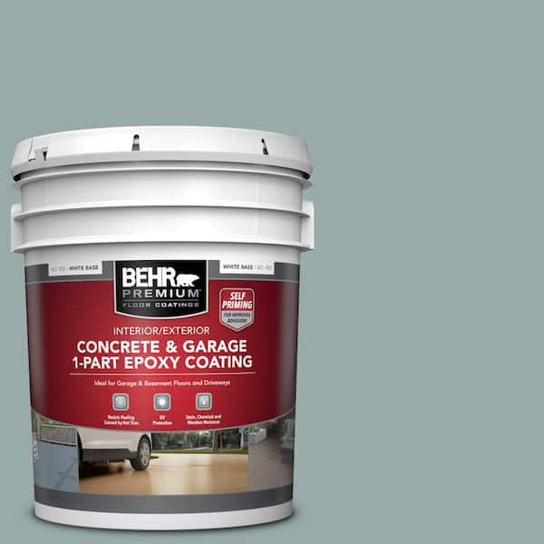 BEHR PREMIUM 5 gal. #PFC-46 Barrier Reef Self-Priming 1-Part Epoxy Satin Interior/Exterior Concrete and Garage Floor Paint