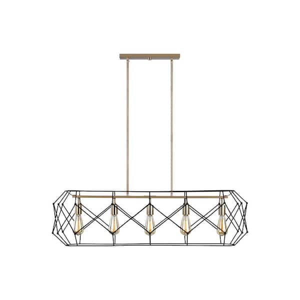 Generation Lighting Zarra 5-Light Satin Brass Linear Hanging Chandelier