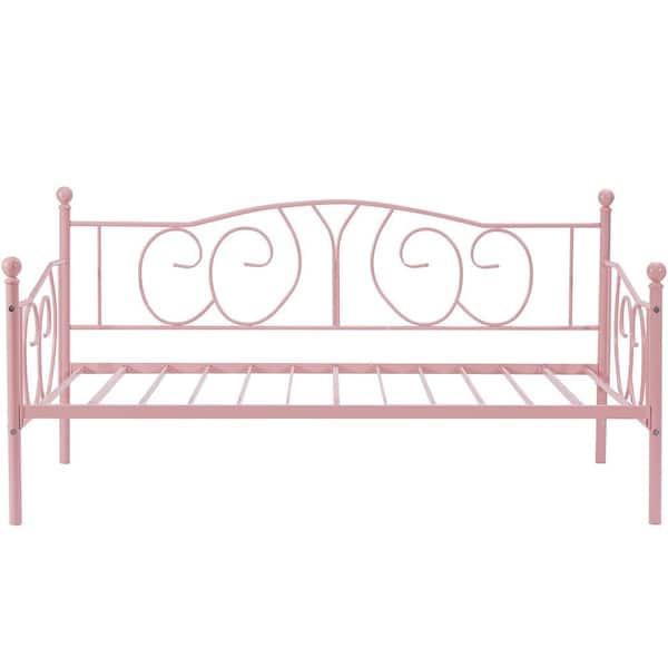 VECELO Metal Daybed Sofa Bed Frame Twin Size with Heavy-Duty Slats Platform Mattress Foundation, Daybed Trundle