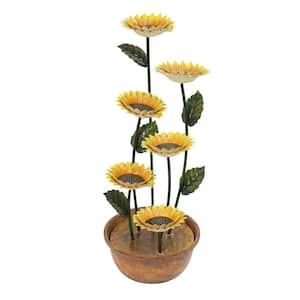 39.3 in. H Tiered Electric Metal Sunflower Fountain