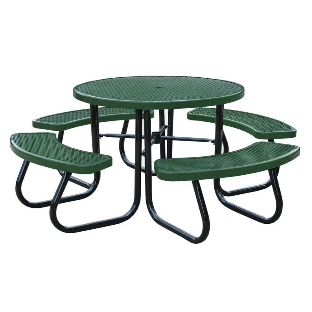 Paris 46 in. Green Picnic Table with Built-In Umbrella Support