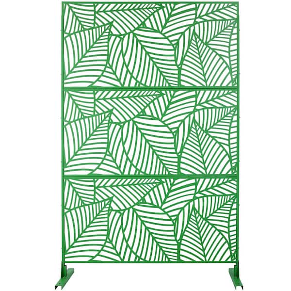 Outdoor and Indoor 6.3 ft. x 4 ft. Freestanding Decorative Privacy Fence Screen Green Metal for Garden Fence