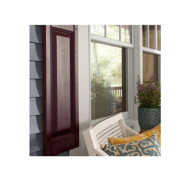 12 in. x 35 in. Raised Panel Polypropylene (plastic) Shutters Pair in Black