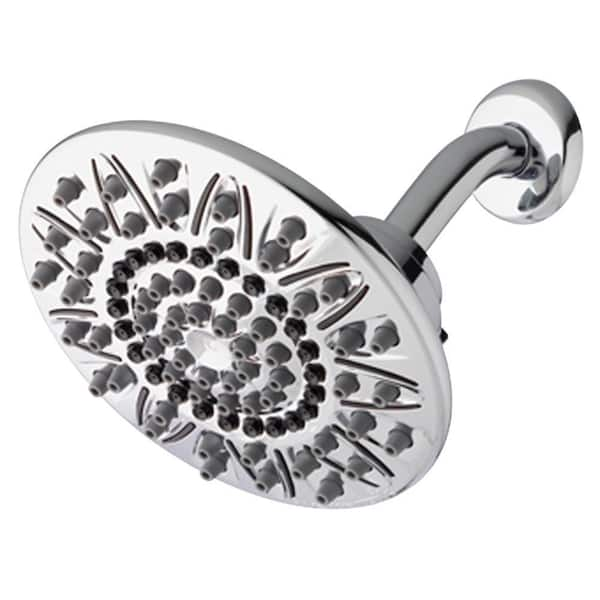 Waterpik 7-Spray 7 in. Single Wall Mount Fixed Rain Shower Head in Chrome