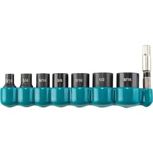ImpactXPS 1/4 in. Drive 6-Point SAE Impact Socket Set with Standard Socket Adapter (8-Piece)