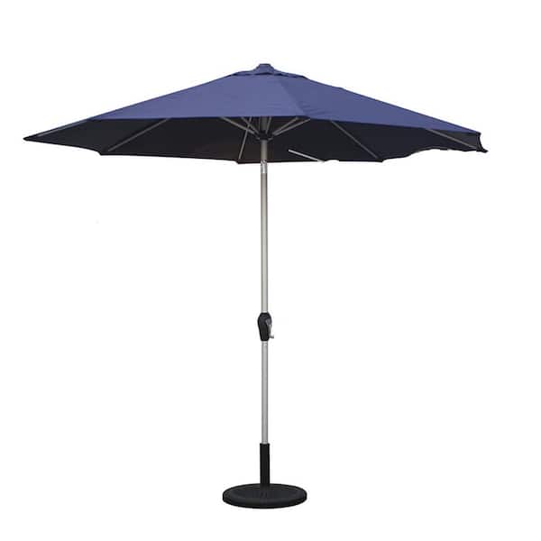 Unbranded 7.5 ft. Aluminium Market Patio Umbrella with Push Button Tilt and Crank, with 8-Sturdy Ribs, in Navy Blue for Garden