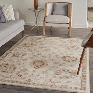 Asher Ivory 4 ft. x 6 ft. All-over design Traditional Area Rug