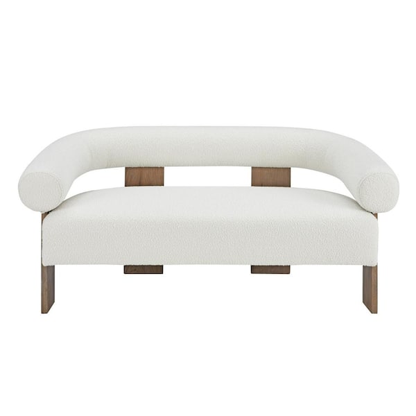 Aledo Modern 64.3 in. Off-White Fabric Loveseat