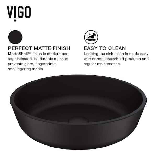 Black Round Modus MatteShell Glass Bathroom Vessel Sink Black Round Modus MatteShell Glass Bathroom Vessel Sink