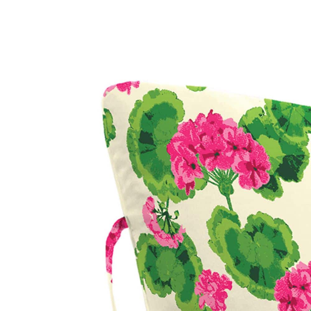 Geranium Multicolor Floral Outdoor Chaise Lounge Cushion with Ties