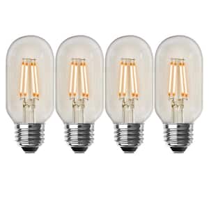 40-Watt Equivalent T14 Dimmable Straight Filament Clear Glass Vintage Edison LED Light Bulb, Soft White (4-Pack)
