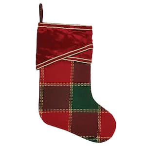 15 in. Cotton/Viscose Tristan Cherry Red Traditional Christmas Decor Stocking