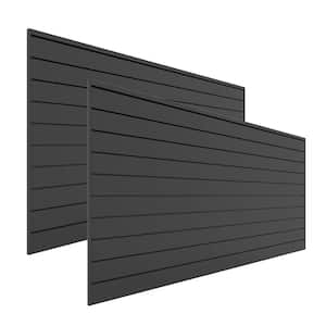 48 in. H x 96 in. W Slat Wall Panel Set Charcoal (2-Pack)