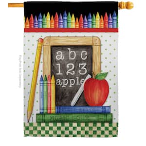 28 in. x 40 in. School Chalk Board House Flag Double-Sided Readable Both Sides Education Back to School Decorative