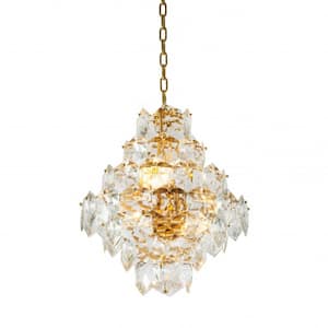 Leylani 8-Light Brass Crystal Cylinder Chandelier Living Room with No Bulbs Included