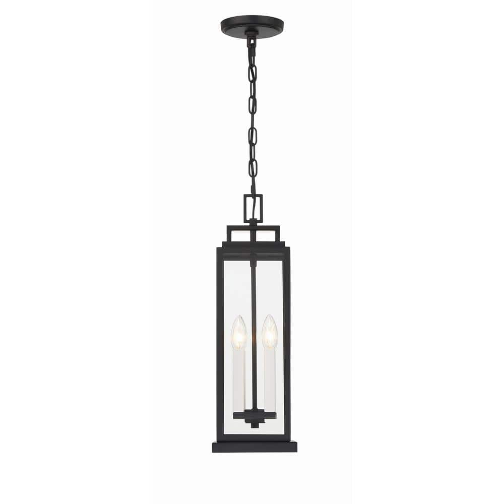 Aspen Matte Black Glass 4-Light Outdoor Pendant