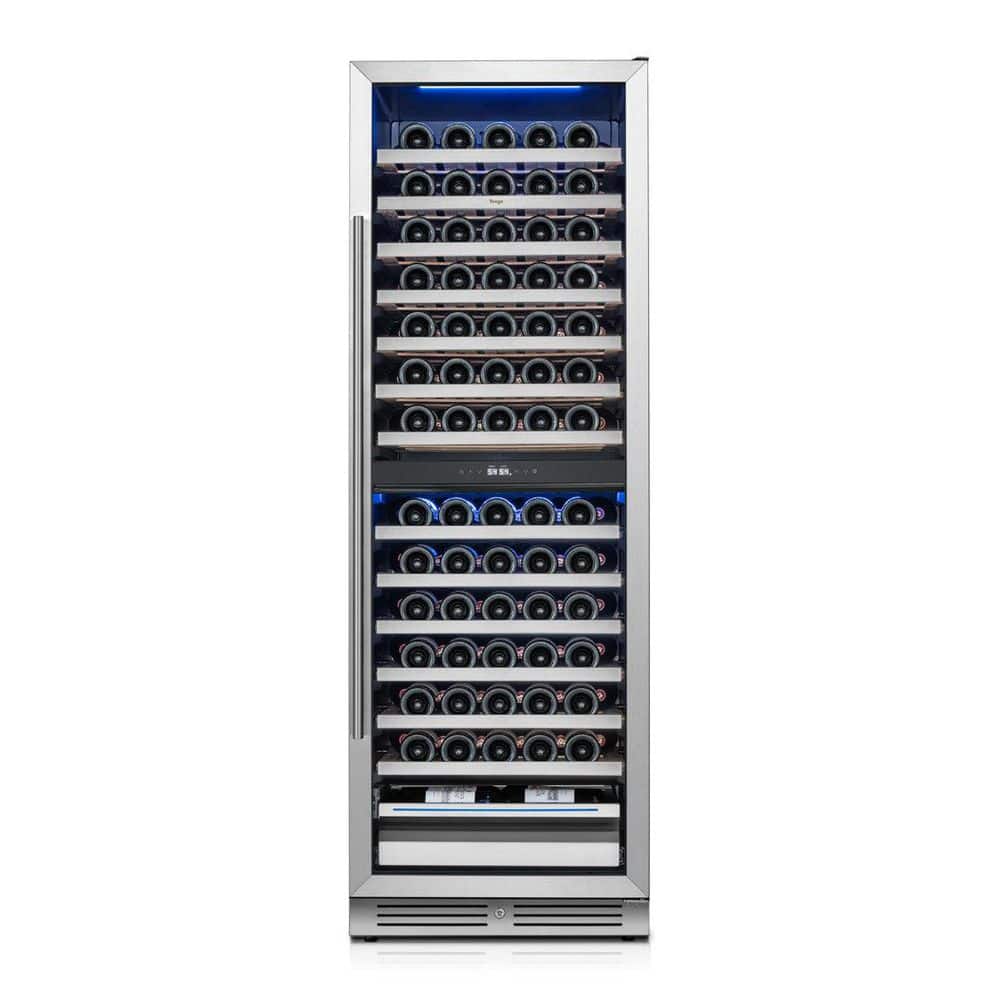 24 in. Dual Zone 154-Bottle Wine Cooler Refrigerator Built-in /Freestanding in Stainless Steel (Right-Hinged) price history on PriceWatchPro