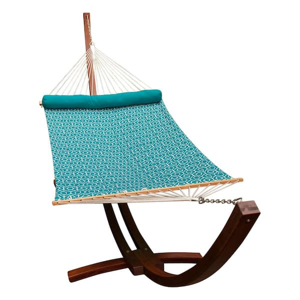 Algoma 12 ft. Wood Arc Frame with Quilted Hammock Bed and Pillow