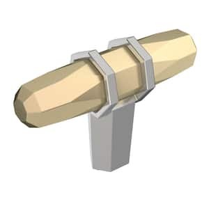 London 2-1/2 in. (64 mm) L Golden Champagne/Polished Chrome T-Shaped Cabinet Knob