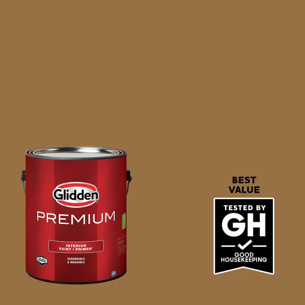 Glidden Premium 1 gal. PPG1087-7 Chewy Caramel Satin Interior