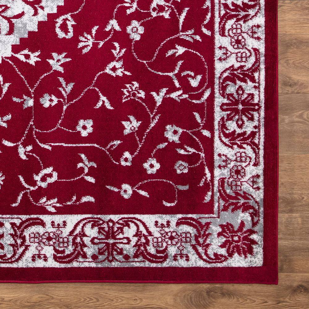 Red Medallion Synthetic Stain-Resistant 7' x 9' Area Rug