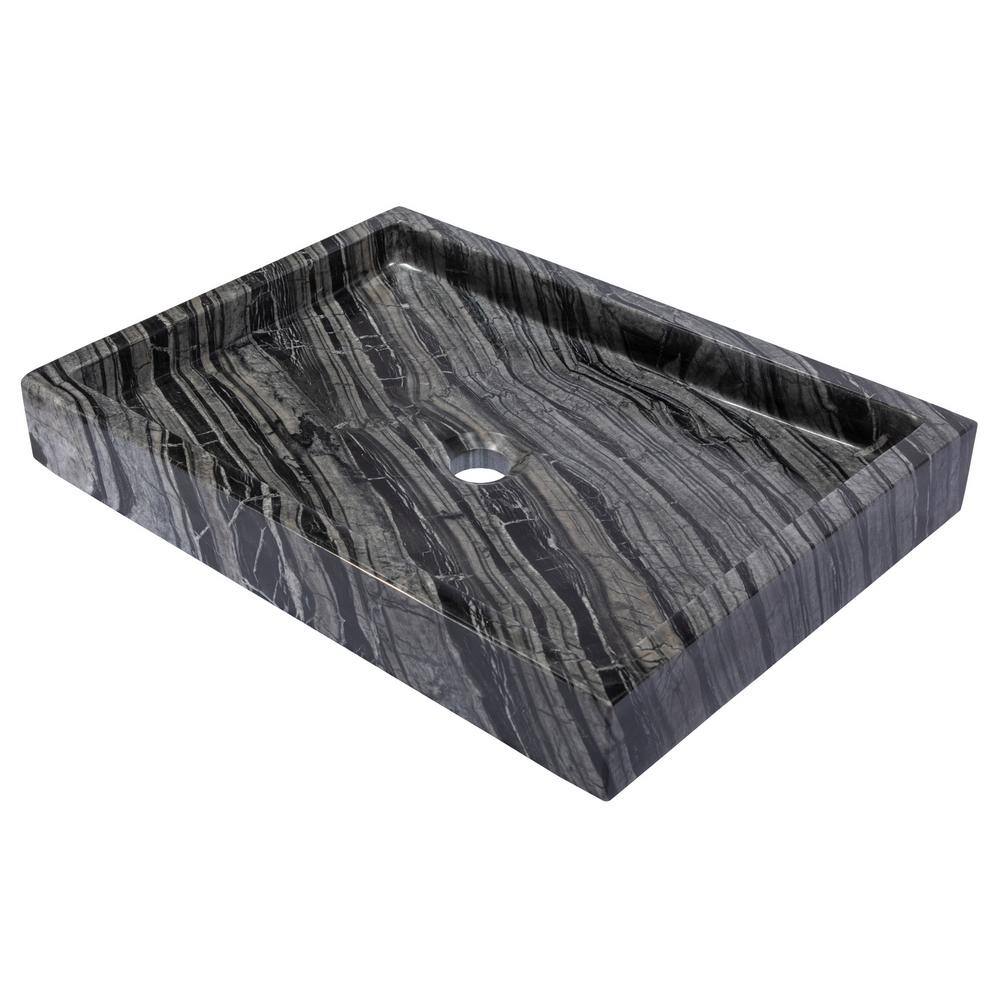 Charcoal Gray Stone Rectangular Vessel Bathroom Sink