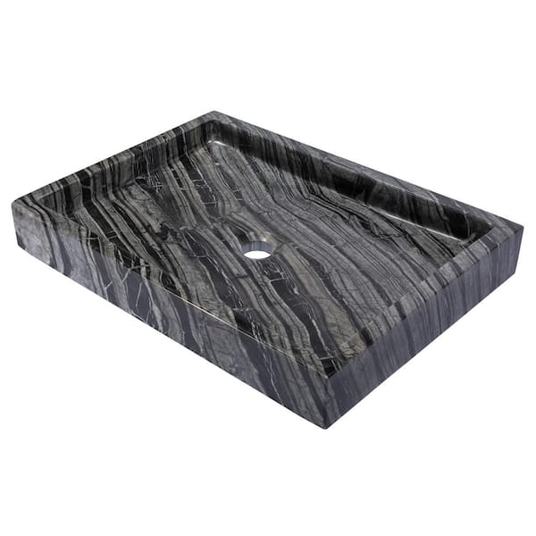 Eden Bath Rectangular Vessel Sink in Polished Wooden Black
