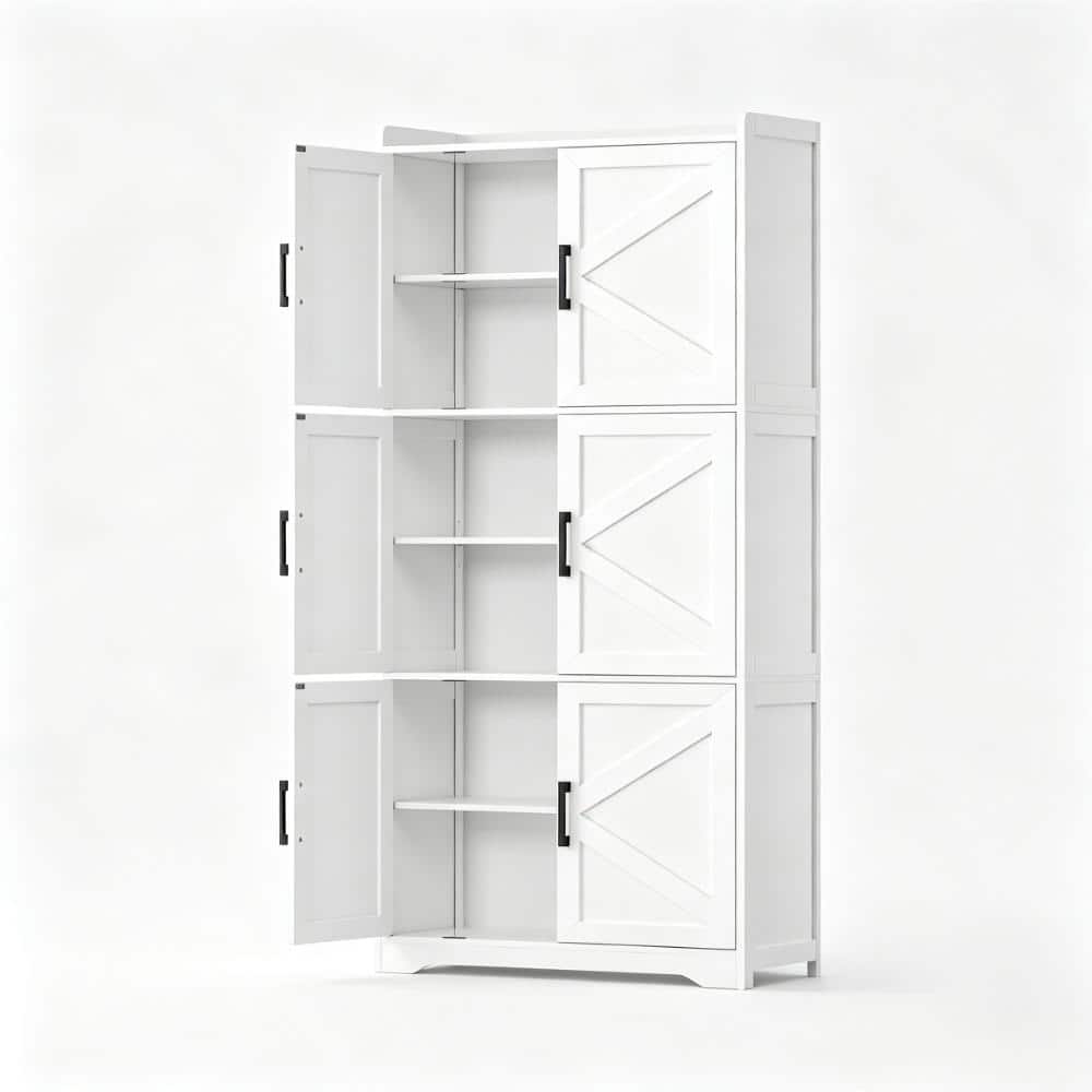 22.6 in. W x 60.2 in. H White Freestanding Medicine Cabinet without Mirror with 6 Barn Doors and Adjustable Shelves price history on PriceWatchPro