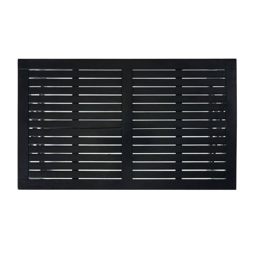 Black Acacia Wood Outdoor Rectangle Coffee Table