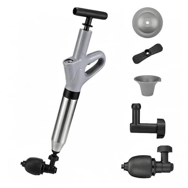 High Pressure Air Drain Blaster Toilet Plunger, Toilet Brush and Holder, Real-Time Pressure Multi-Drain Clog Remover