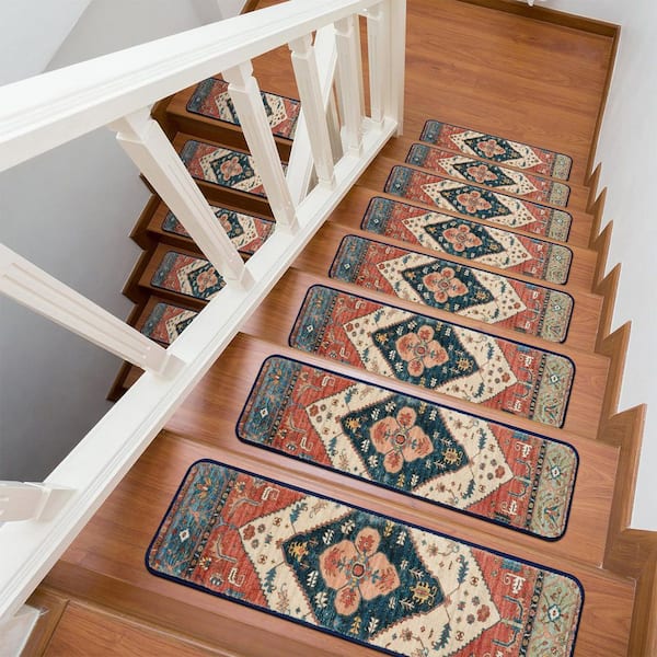 Oriental 8 in. x 30 in. Stair Tread Cover Set (Set of 15)