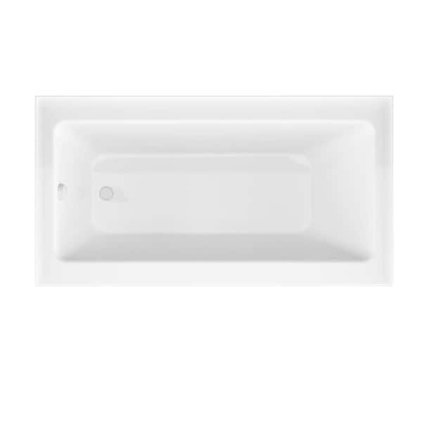 Amber Series 60 in. x 32 in. Rectangular Soaking Bathtub with Left Side Drain and Marine Grade Acrylic in Glossy White