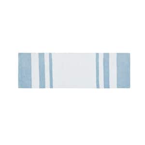 Blue 24 in. x 72 in. Spa Cotton Reversible Bath Mat Rug