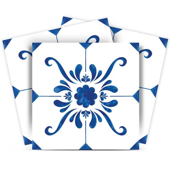 MI ALMA Blue and White SB50 4 in. x 4 in. Vinyl Peel and Stick Tile (24-Tiles, 2.67 sq. ft. / Pack)