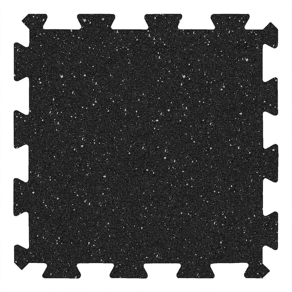 Apache Mills Black with Grey Flecks 18 in. x 18 in. Gym + Utility Rubber Flooring Tiles (13.5 sq. ft.)