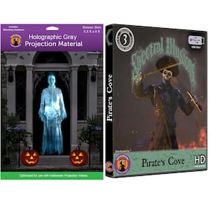 Spectral Illusions Pirates Cove Halloween Digital Decoration on USB with 5.5 ft. x 9 ft. gray screen