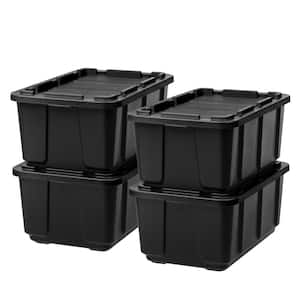 27 Gal. Storage Bin in Black with Black Lid (4-Pack)